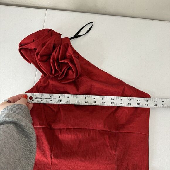 Vintage Jessica McClintock Womens Dress 8 Ruffle One Shoulder Holiday Gown Gala - Picture 6 of 13